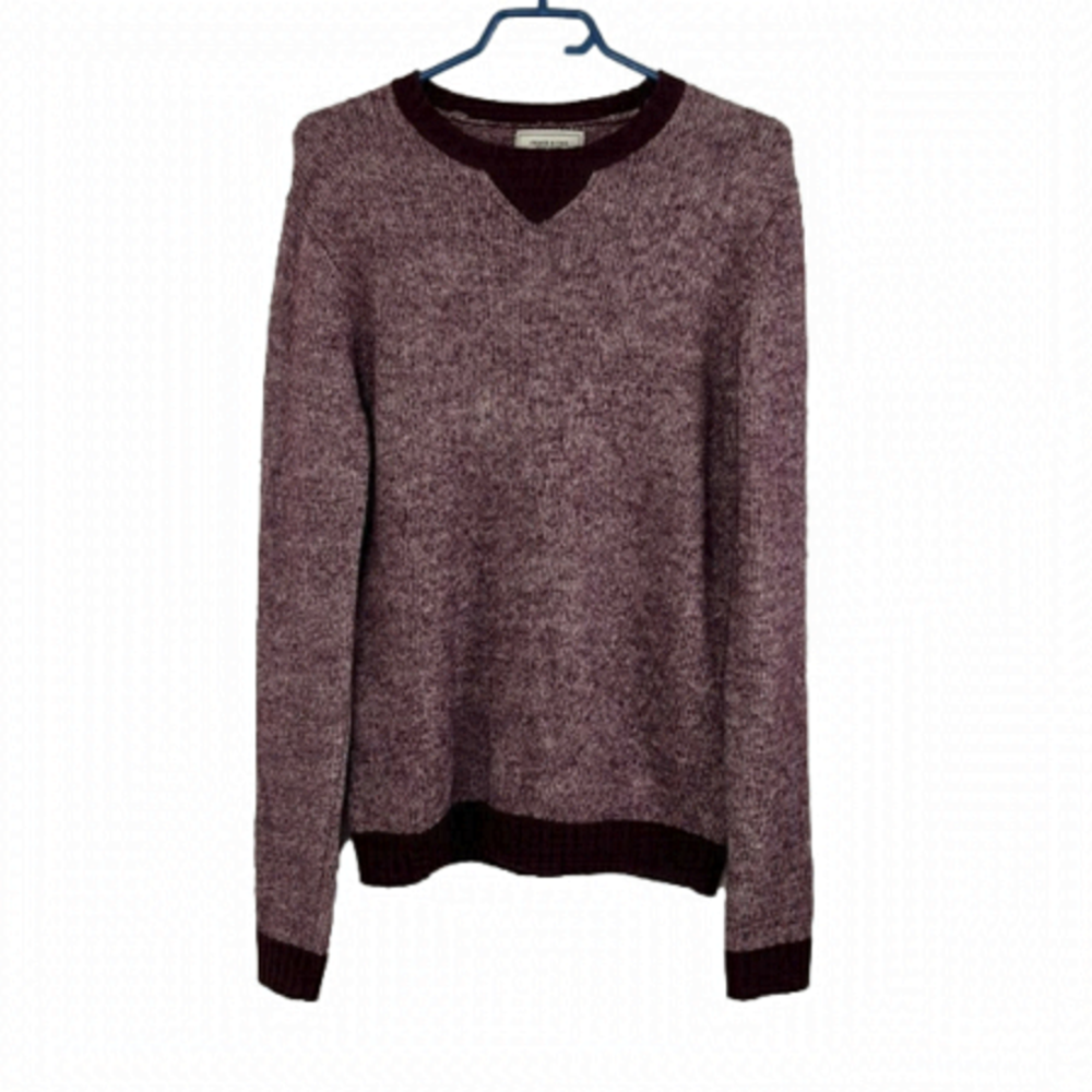 Frank & Oak Burgundy Two-Tone Cotton-Wool Blend Sweater